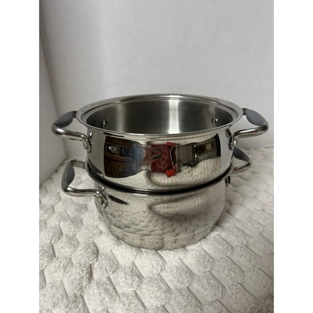 Belgique Stainless Steel Stackable Steamer Strainer Boiler Pot 2 Set 3QT